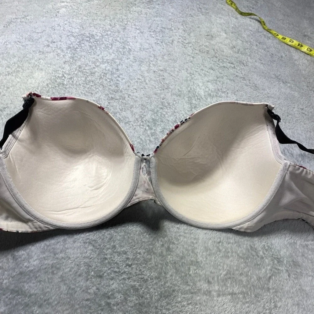 Torrid Womens 42DDD T-Shirt Bra 360 Smoothing Floral Cream Purple Underwire